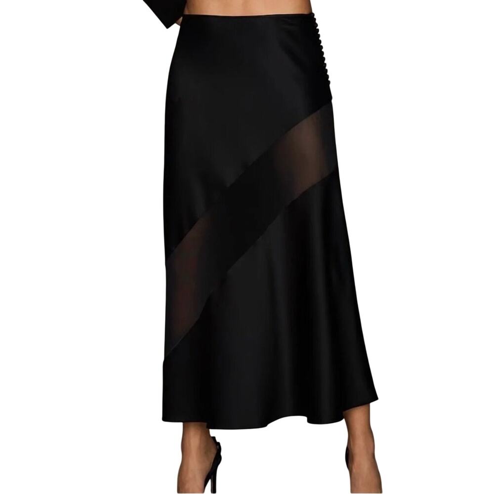 Atelier Victoria's Secret x Altuzarra Black Silk Bias Cut Maxi Skirt NWT L